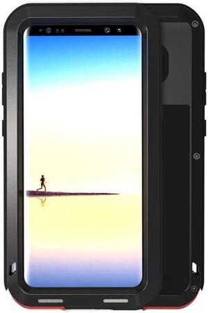 Love Mei Water Resistant Shockproof Aluminum Metal Super Anti Shake Silicone Fully Body Protection for Samsung Galaxy Note 8 (Black)