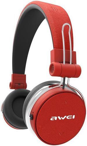 AWEI A700BL Bluetooth Headphones Wireless Stereo Super Deep Wireless Headset Subwoofer With Touch Button PU Earmuffs Headband (Red)