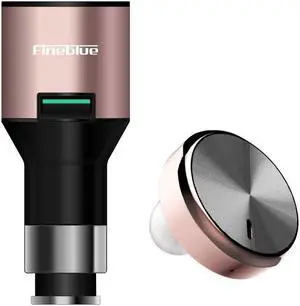 Fineblue F-458 Bluetooth 4.0 Stereo Headset and Car Charger Kit 2 In 1 Wireless Noise Cancelling Earphone with Mic for Driving - Rosegold