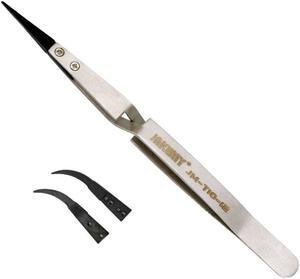 JEKEMY Interchangeable Head Tweezers Portable Antistatic Forceps Repair Tools For Phone Laptop With Straight&Angle Head