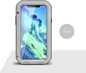 LOVE MEI Powerful Shockproof Dirtproof Water Resistant Metal Phone Cover Case Glass For IPhone X  (White)