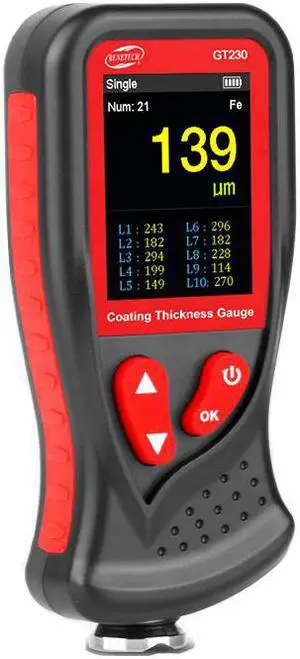 GT230 Thickness Gauges Paint Coating Thickness Gauge Car Film Digital Thickness Gauge Tester Rechargeable Thickness Gauge