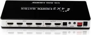 Full HD 4K 1080P HDMI Matrix 4x2 Switch Splitter EDID HIFI Matrix with IR Remote Control Audio Supports HDMI V1.4/3D/4Kx2K 30Hz