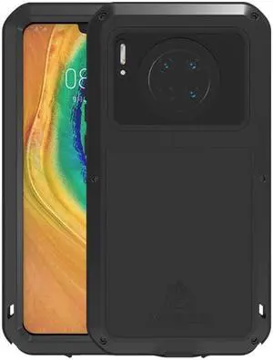 LOVE MEI Waterproof Case for HUAWEI Mate 30 Armored MetaLOVEMEI Powerful Metal Waterproof Back Cover For HUAWEI Mate 30 2019 Case Aluminum ShockProof Defender Phone Case (Black)