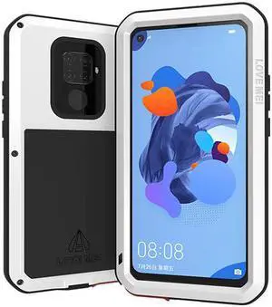 LOVE MEI Waterproof Case for HUAWEI Nova 5i pro Armored MetaLOVEMEI Powerful Metal Waterproof Back Cover For HUAWEI Nova 5i pro  2019 Case Aluminum ShockProof Defender Phone Case (White)