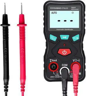 ET8133 Fully Automatic Identification Multimeter Voltage Diode Current Capacitance Buzzer Meter True RMS with Flashlight Function 2000 Counts Display Automatic Shutdown