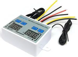 Dual Digital Thermostat Temperature Controller Two Relay Output Thermoregulator for incubator Heating Cooling XK-W1088 - DC12V