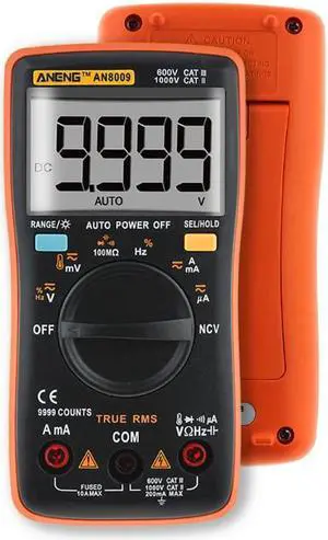 ANENG AN8009 True-RMS Digital Multimeter Transistor Tester Capacitor Tester Automotive Electrical Capacitance Meter Temp Diode - Orange