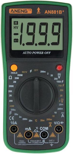ANENG AN881B+ True Rms Digital Multimeter Tester Transistor Testers Manual High Precision Digitals Multimeter Tester Ac Dc Multimeter - Green