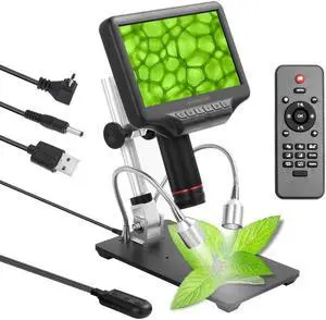 Andonstar AD407 7 Inch Screen 3D Digital Microscope 270X 1080P High-Definition Multimedia Interface Long Object Distance Microscopes for Mobile Phone Repairing Soldering with Adjustable Screen and Bra