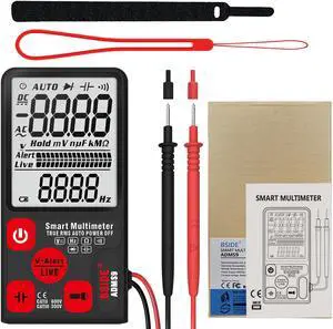 BSIDE ADMS9 Digital Multimeter 3.5” LCD 3-Line Display 9999 Counts TRMS Auto Range Voltage Capacitance Diode Resistance