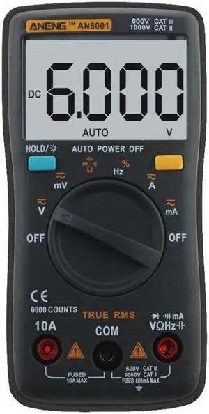 AN8001 Capacitor Tester Digital Multimeter Profesional 6000 Counts Esr Meter Richmeters Voltage Current Clamp Be True Leads - Black