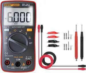 AN8001 Capacitor Tester Digital Multimeter Profesional 6000 Counts Esr Meter Richmeters Voltage Current Clamp Be True Leads - Red
