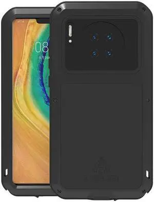 LOVE MEI Shock Dirt Proof Water Resistant Metal Armor Cover Phone Case for HUAWEI Mate 30 Pro (Black)