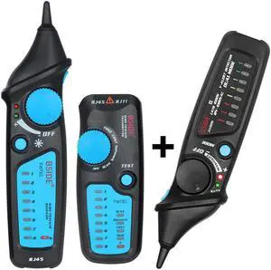 BSIDE FWT81 Cable Tracker RJ45 RJ11 Telephone Wire Network LAN TV Electric Line Finder Tester With AVD06 Dual Mode Non-contact Voltage Detector AC 12-1000V Auto/Manual NCV Tester Live Wire Check Sensi