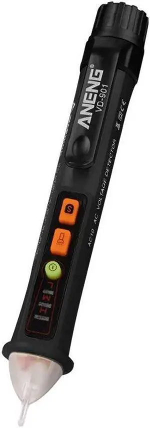 ANENG AC 12V-1000V Non-Contact Digital Voltage Teste Pen Volt Detector Pen Adjustable Range Siren Light Alarm Multimeter Outlet Tester Circuit Breaker Finder - Black