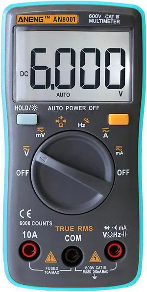 AN8001 Capacitor Tester Digital Multimeter Profesional 6000 Counts Esr Meter Richmeters Voltage Current Clamp Be True Leads - Blue