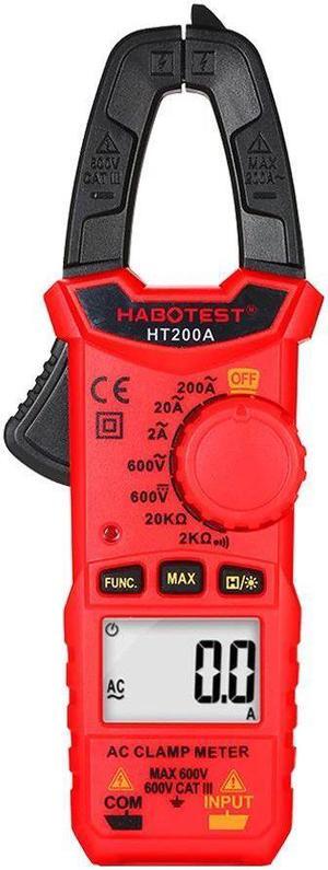 HABOTEST HT200A Mini AC Digital Clamp Meter True RMS Auto Ranging Digital Multimeter with AC Current AC/DC Voltage Resistance Continuity Tests