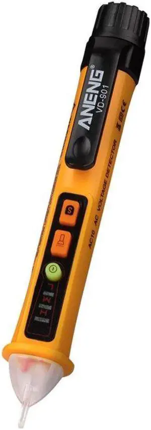 ANENG AC 12V-1000V Non-Contact Digital Voltage Teste Pen Volt Detector Pen Adjustable Range Siren Light Alarm Multimeter Outlet Tester Circuit Breaker Finder - Yellow