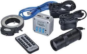 16MP 1080P HDMI USB Output Industrial Microscope Camera & 100X C-mount Lens & 144 Led Light for Industry PCB Lab Microscopes