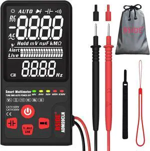 BSIDE ADMS9CLN Dual Mode Intelligent Automatic Digital Multimeter AC/DC Voltage Resistance Frequency Capacitance Meter Diode On-off Automatic Identification True RMS 3.5 Inch EBTN LCD 9999 Counts Disp