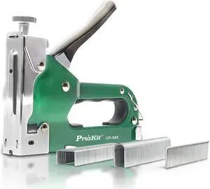 Pro'sKit CP-395 Heavy Duty Nail Staple Gun 3 in 1 Furniture Stapler For Wood Door Upholstery Framing Rivet Gun Kit Nailers Rivet