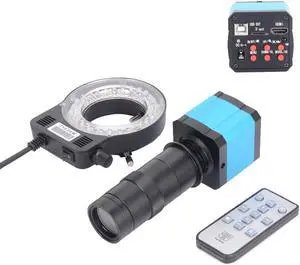 14MP HDMI Digital Machine Vision Industrial Microscope Camera 100X C-Mount Zoom Lens 56LED Light for PCB Soldering