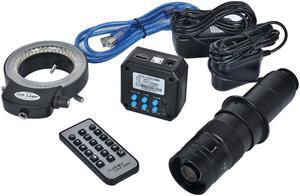 HD 16MP 1080P@60FPS HDMI USB Digital Industrail Microscope Camera & 180X C-mount Lens & 144 Led Light for Industry PCB Microscopes