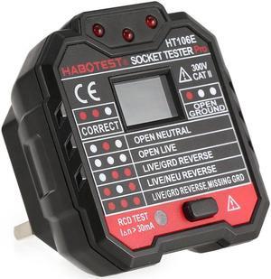 HABOTEST HT106E Socket Testers Voltage Test Socket Detector Ground Zero Line Plug Polarity Phase Check