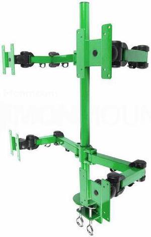 MonMount Heavy Duty Deluxe Green Quad LCD Desk Mount Stand Clamp 4 Monitors