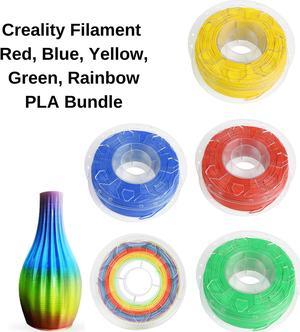 Creality CR-PLA 3D Printer 5 Spool Filament Bundle 1.75 mm, 1 KG per spool- Yellow, Blue, Red, Green & Rainbow