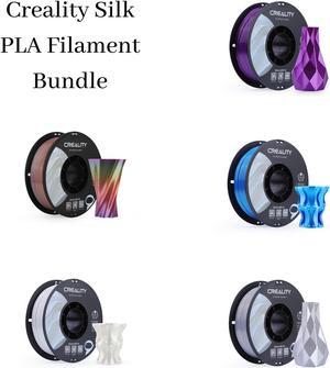 Creality CR-PLA SILK 3D Printer Filament Bundle 1.75 mm, 1 kg per Silk Spool- Rainbow, White, Purple,  Blue, Silver