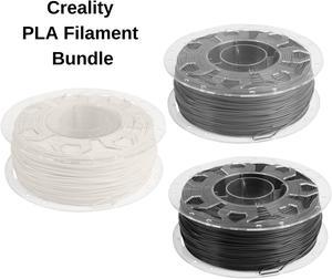 Creality CR-PLA 3D Printer Filament Bundle 1.75 mm, 1 KG per spool- Black, White, Grey