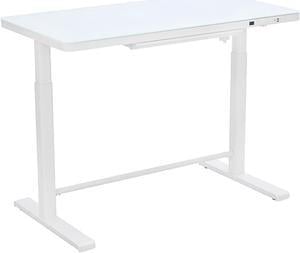 Uncaged Ergonomics (RUglass) Rise Up Electric Height Adjustable Sit/Stand Desk (White Glass Top/White Frame)