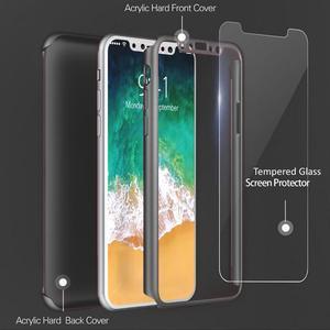 Indigi For iPhone X 360 Protection Bumper Case Tempered Glass Full Body Cover Black