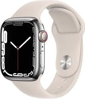 Apple Watch Series 7 GPS + LTE w/ 41MM Stainless Steel Case Starlight Sport Band