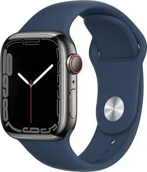 Apple Watch Series 7 GPS + LTE, 41MM Graphite Stainless Steel Case Blue Band