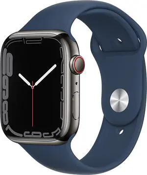 Apple Watch Series 7 GPS+LTE 45MM Graphite Stainless Steel Case Abyss Blue Band