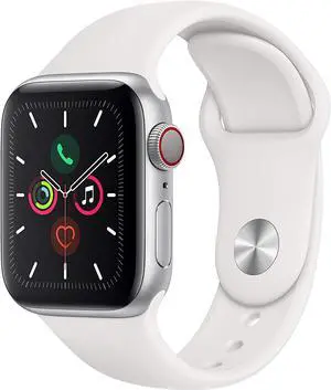 Apple Watch Series 5 GPS+LTE w/ 40MM Silver Aluminum Case & White Sport Band