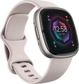 Fitbit Sense 2, Advanced Health and Fitness Smartwatch, Lunar White / Platinum Aluminum | FB521SRWT-US