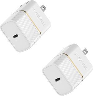 OtterBox Fast Charge USB-C Wall Charger 20W, Two-Pack - Cloud Dust White