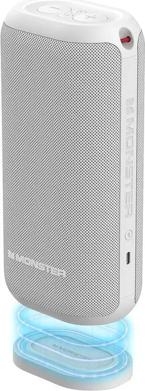 Monster DNA MAX Portable Bluetooth Speaker with Qi Wireless Charging - White