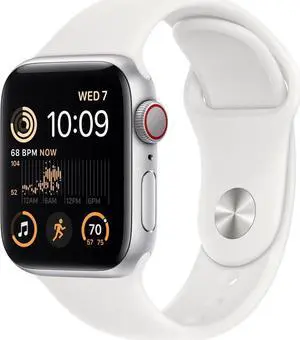 Apple Watch Series SE 2ndGen GPS+LTE 40MM Silver Aluminum Case White Sport Band