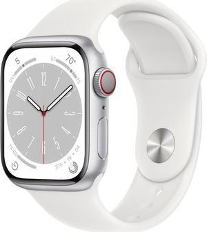 Apple Watch Series 8 GPS + LTE w/ 41MM Silver Aluminum Case & White Sport Band