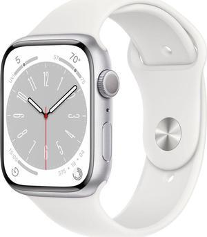 Apple Watch (GPS + LTE) Series 8 45MM Silver Aluminum Case White Sport Band