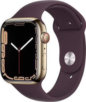Apple Watch Series 7 (GPS + LTE) 45MM Gold Stainless Steel Case Dark Cherry Band