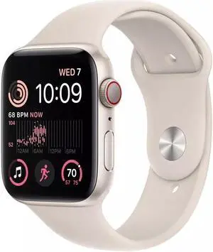 Apple Watch SE 2nd Gen (GPS + LTE) 44mm Aluminum Case Starlight Sport Band - M/L