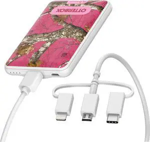 OtterBox Portable Charging Kit 5,000 mAh with 3-in-1 Cable - RT Flamingo (Pink