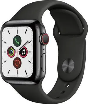 Apple Watch Series 5 GPS+LTE w/ 40MM Black Stainless Steel Case Black Sport Band