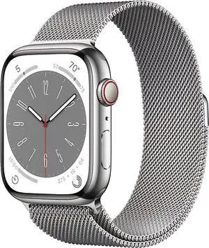 Apple Watch Series 8 (GPS + LTE) 45MM Silver Stainless Steel Case Milanese Loop